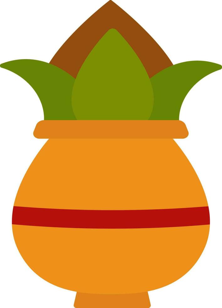 Isolated Colorful Worship Pot Kalash Icon In Flat Style. vector