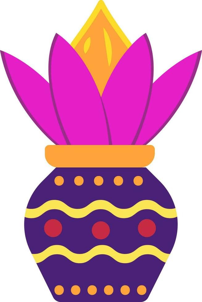 Isolated Colorful Worship Pot Kalash Icon In Flat Style. vector