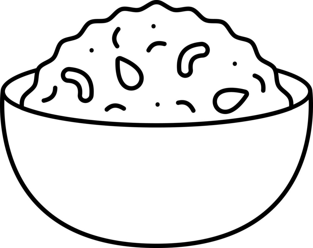 Phirni Indian Dessert Bowl Icon In Linear Style. vector