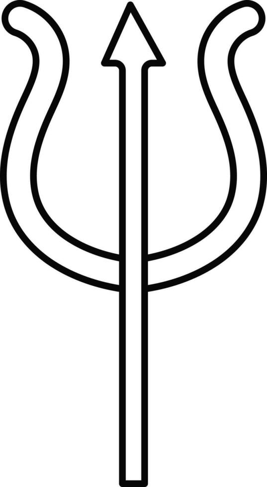 Trishul Trident Icon In Black Thin Line Art. vector
