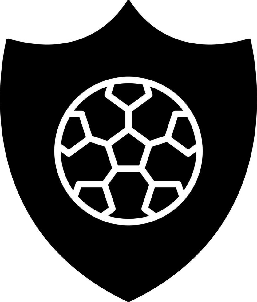 Soccer With Shield Icon In Black And White Color. vector
