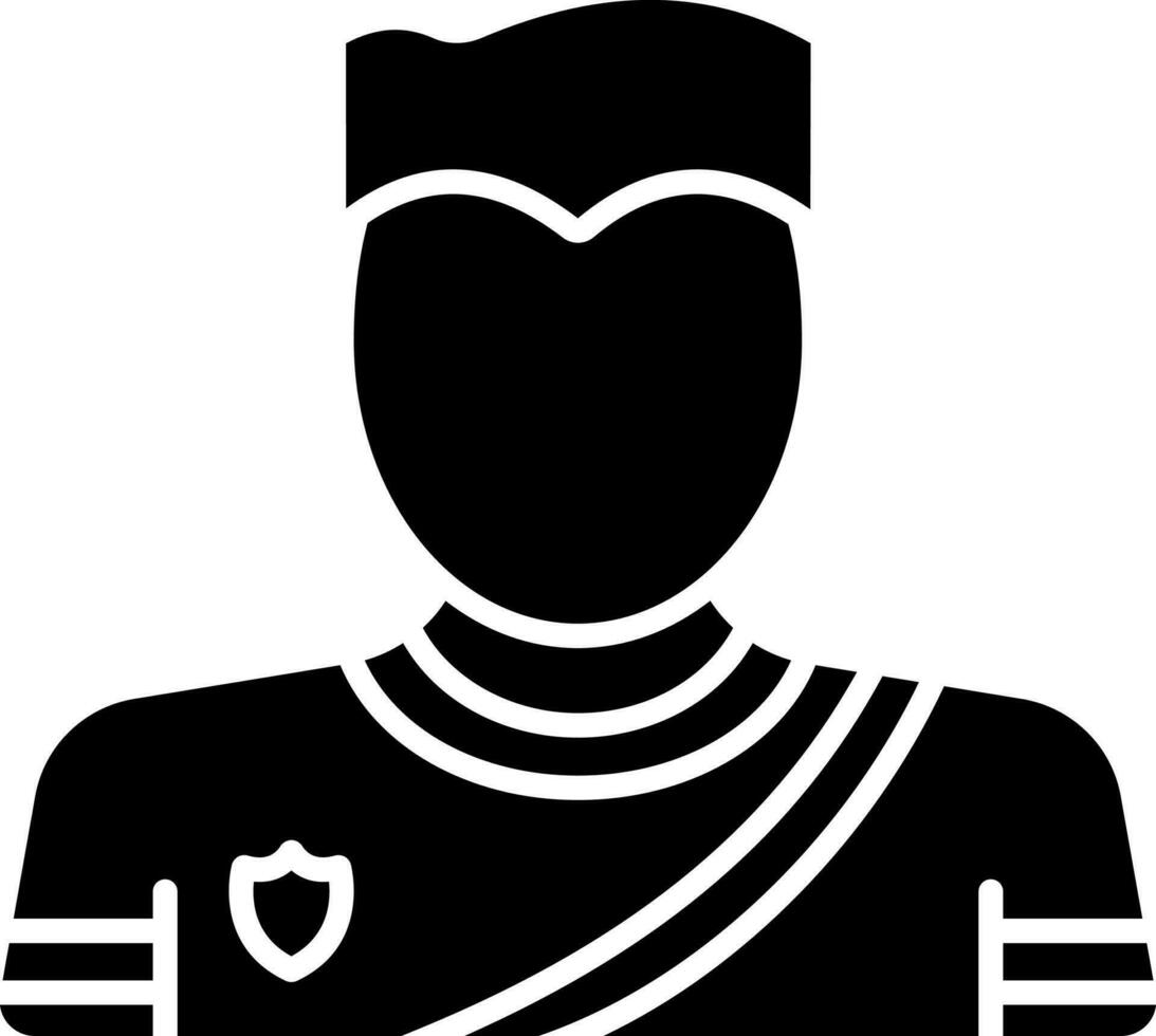 Faceless Male Player Cartoon Icon In Glyph Style. vector