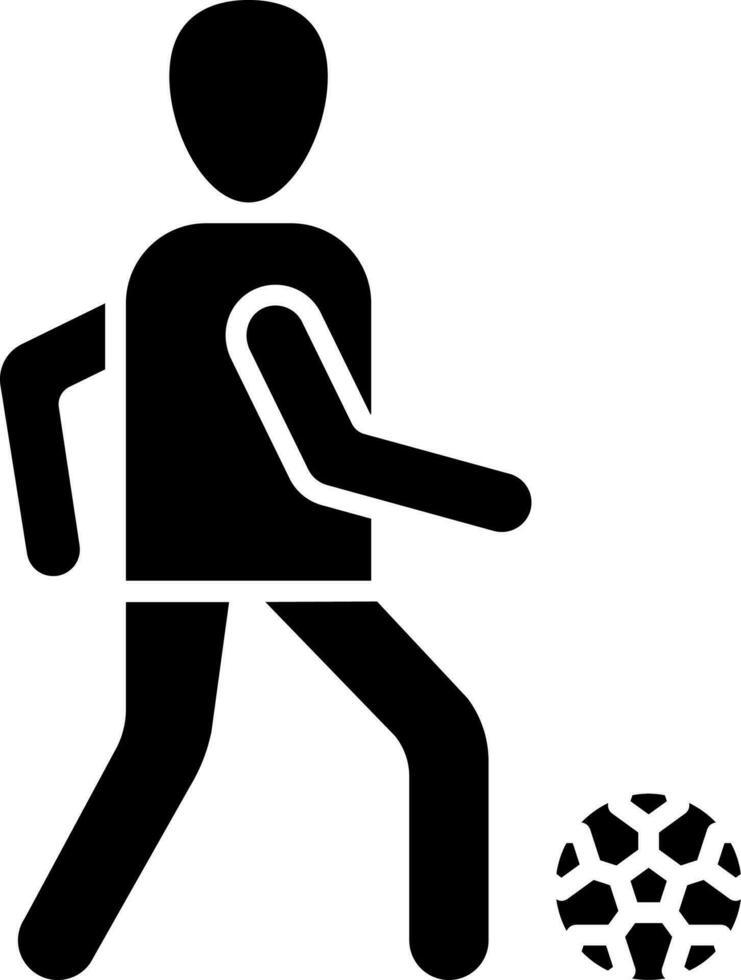 Silhouette Man With Soccer Ball Icon In Glyph Style. vector