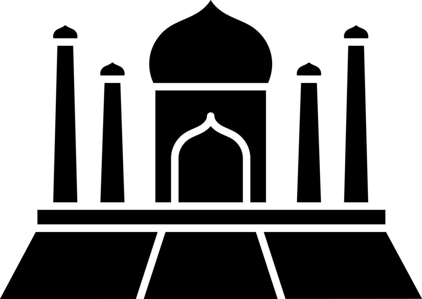 Taj Mahal Icon In Black and White Color. vector