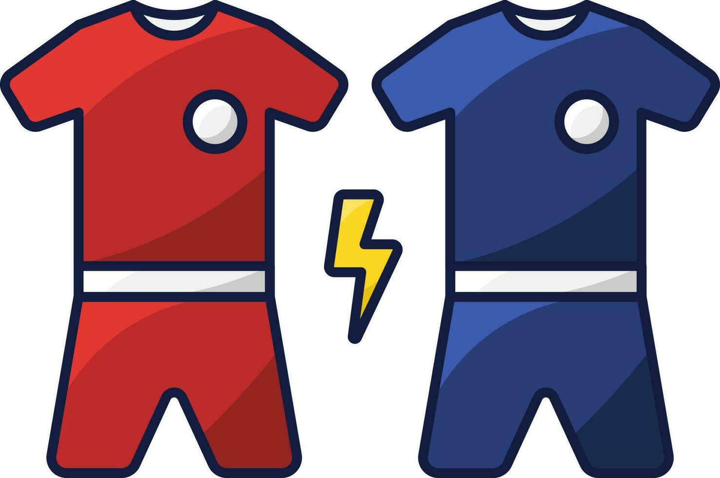 rojo y azul jugador jersey para equipoa versus equipo si icono o símbolo. vector