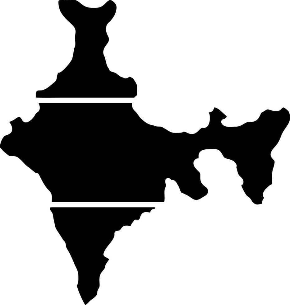 India Map Icon In Black and White Color. vector