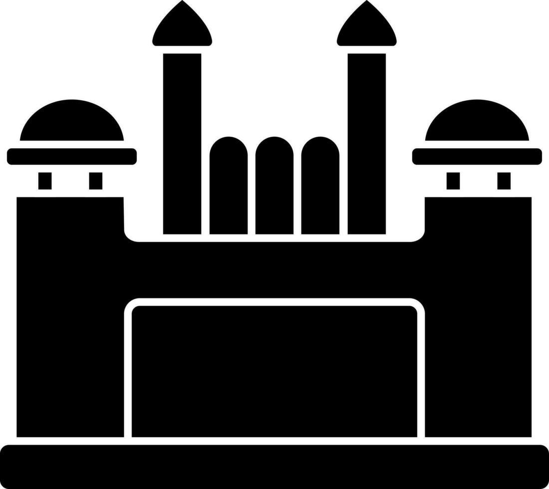 Red Fort Icon In Orange Black and White Color. vector