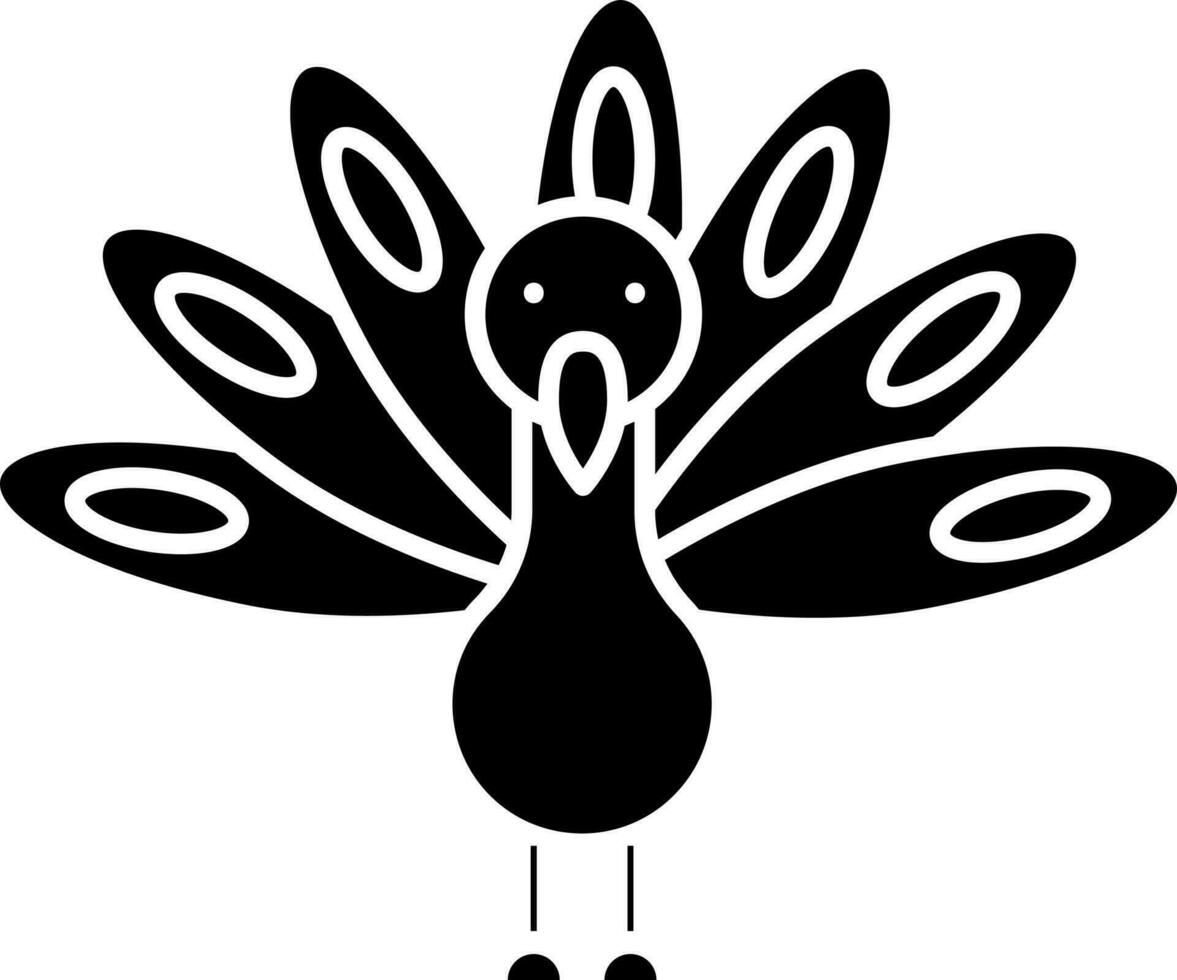 Peacock Icon In Black and White Color. vector