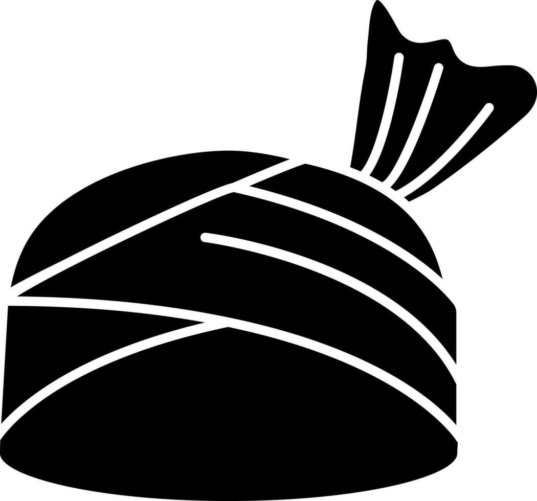 turbante icono en negro y blanco color. vector