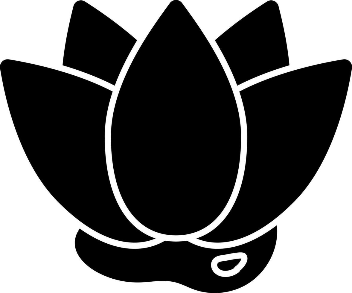 Lotus Icon In Black and White Color. vector