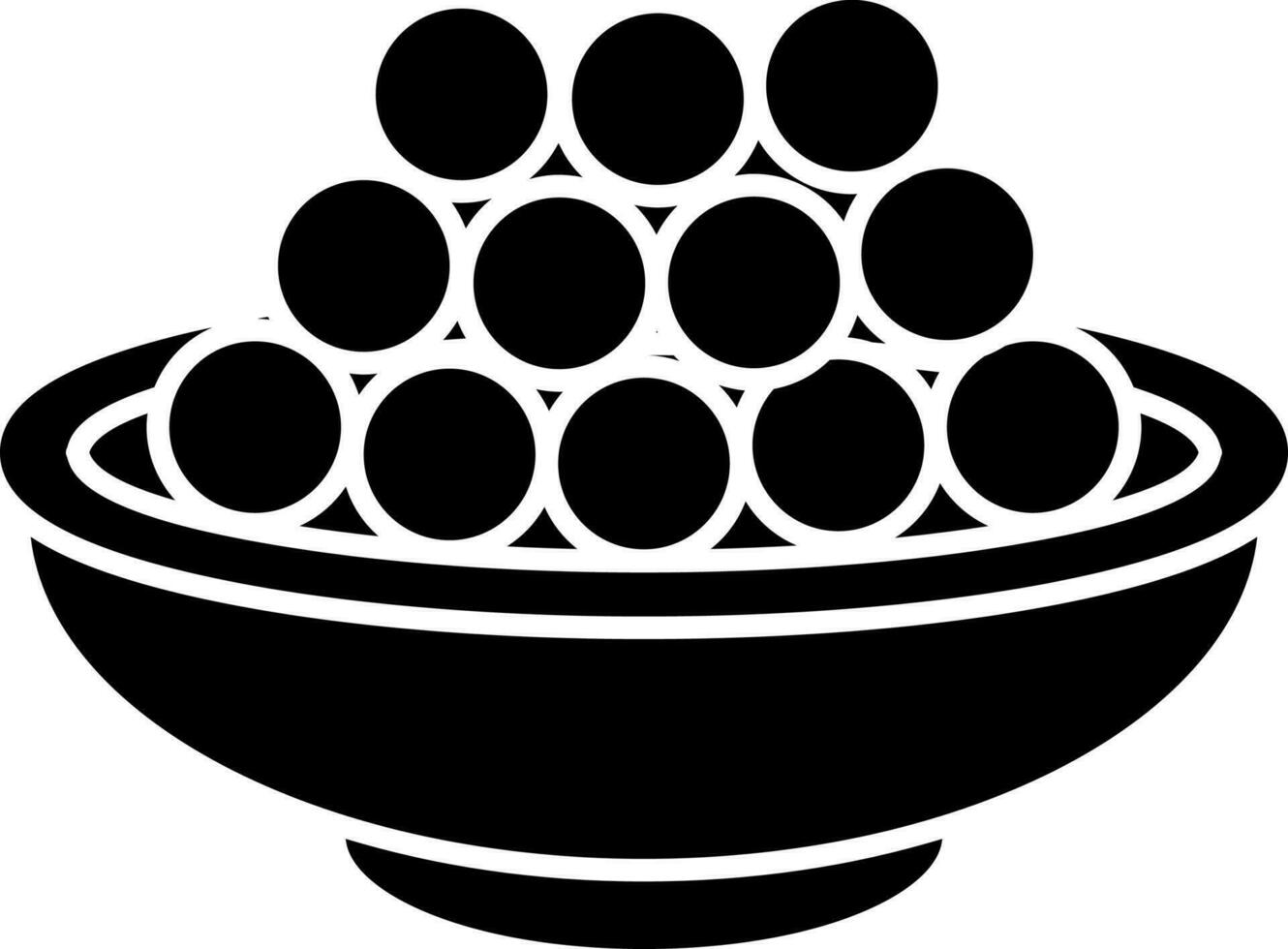 Laddu In Bowl Icon In Black and White Color. vector