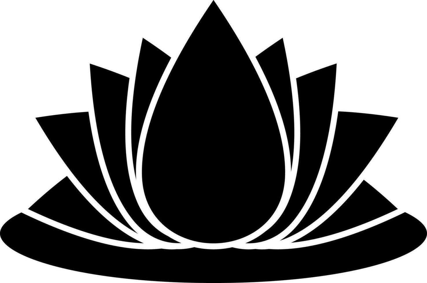 Lotus Icon In Black and White Color. vector