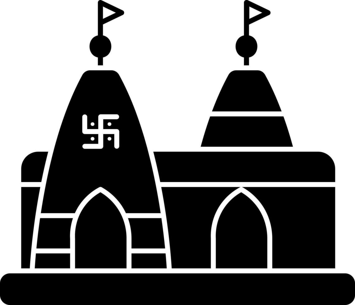 Hindu Temple Icon In Black and White Color. vector