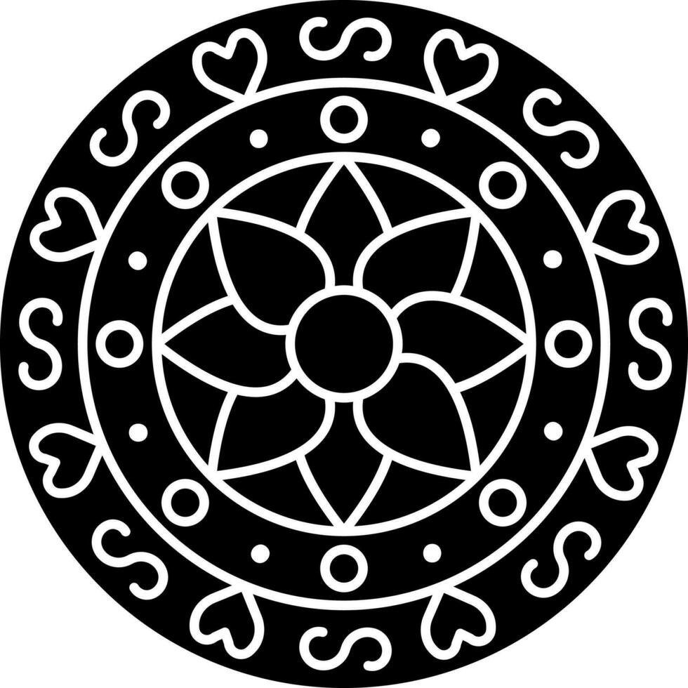 Mandala Or Rangoli Icon In Flat Style. vector