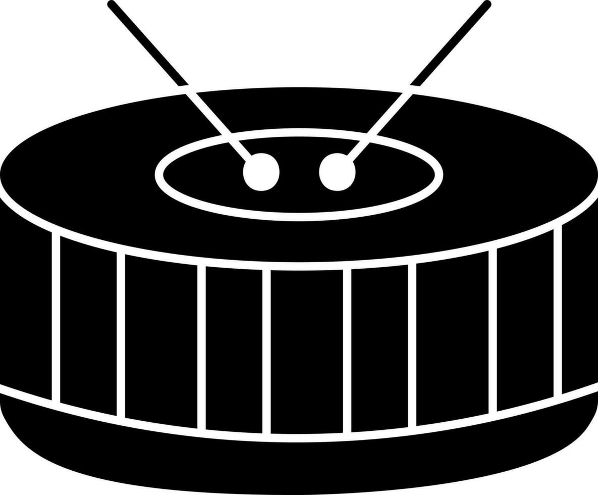 trampa tambor con palo icono en negro y blanco color. vector