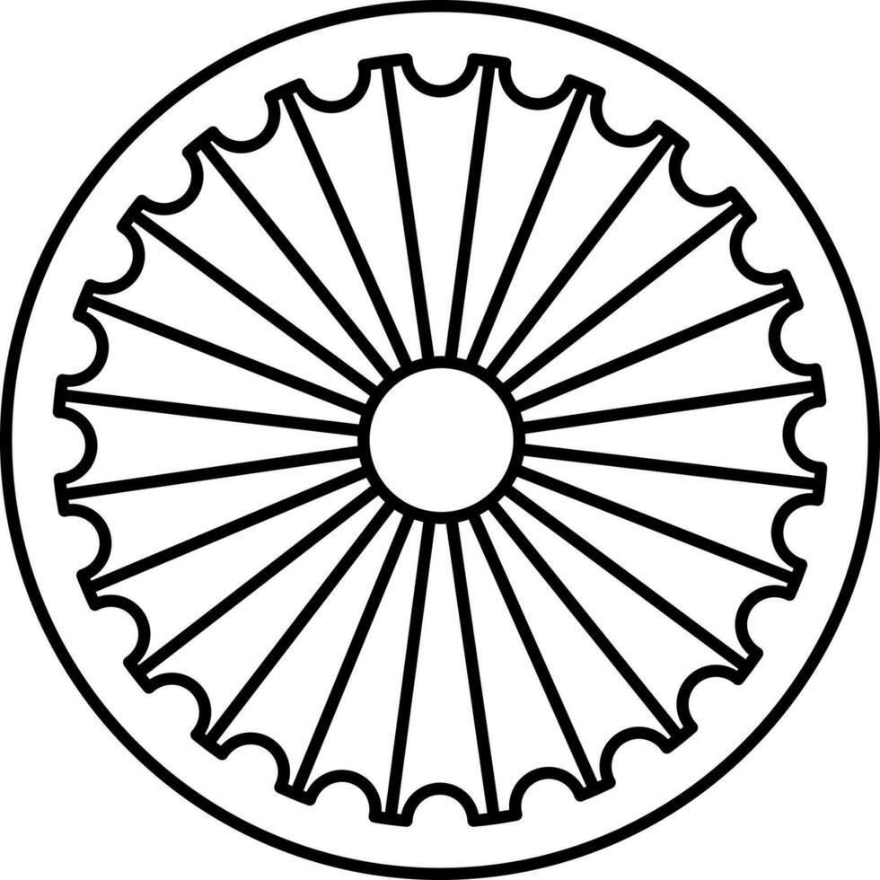 Ashoka Wheel Chakra Icon In Flat Style. vector