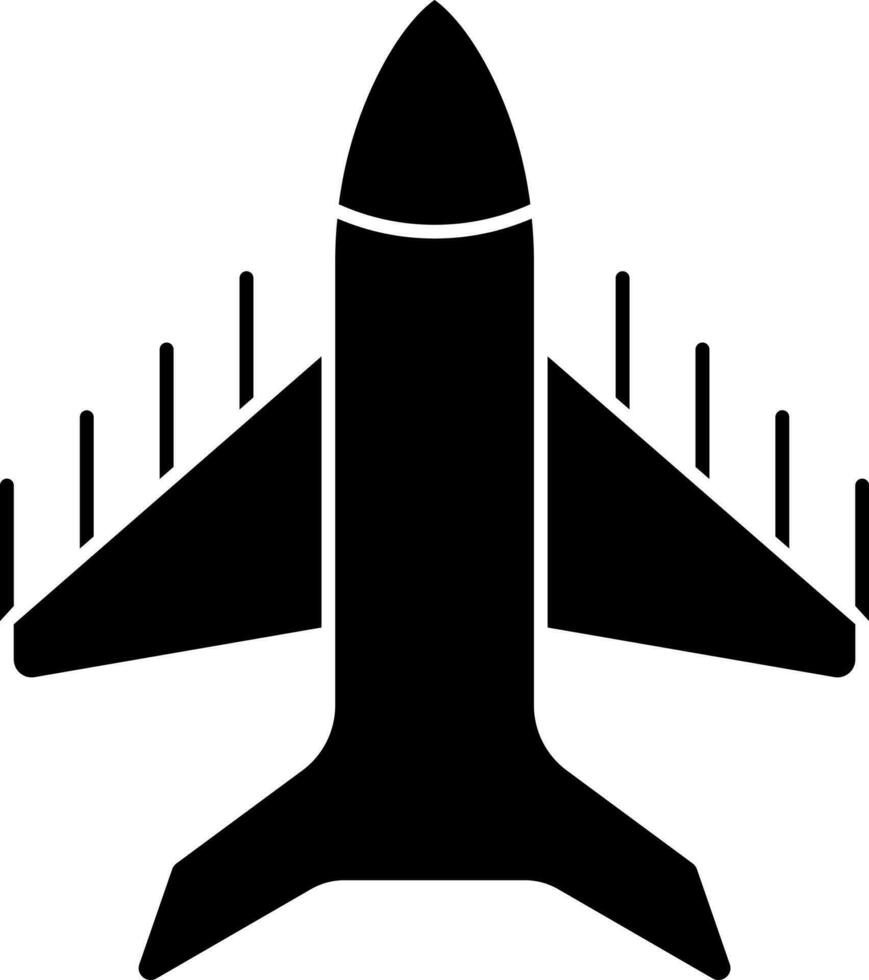 combatiente avión icono en negro y blanco color. vector