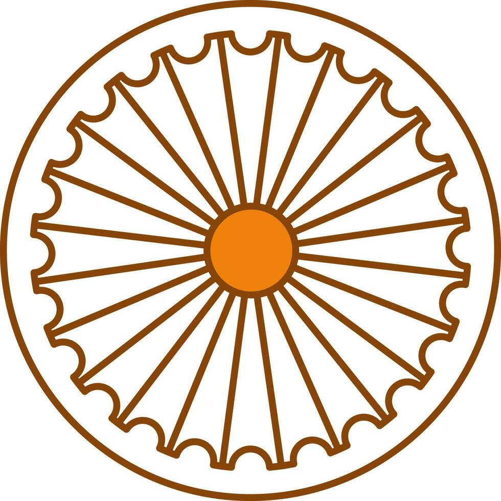 Ashoka Wheel Chakra Icon In Flat Style. vector
