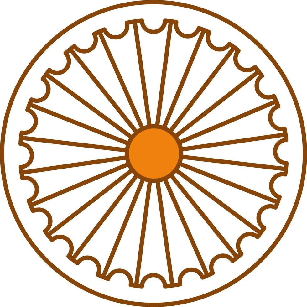 Ashoka Wheel Chakra Icon In Flat Style. vector