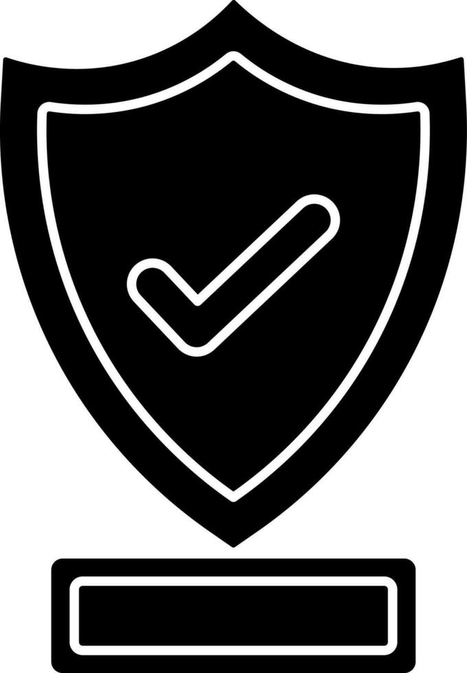 Approve Shield Trophy Icon In Glyph Style. vector