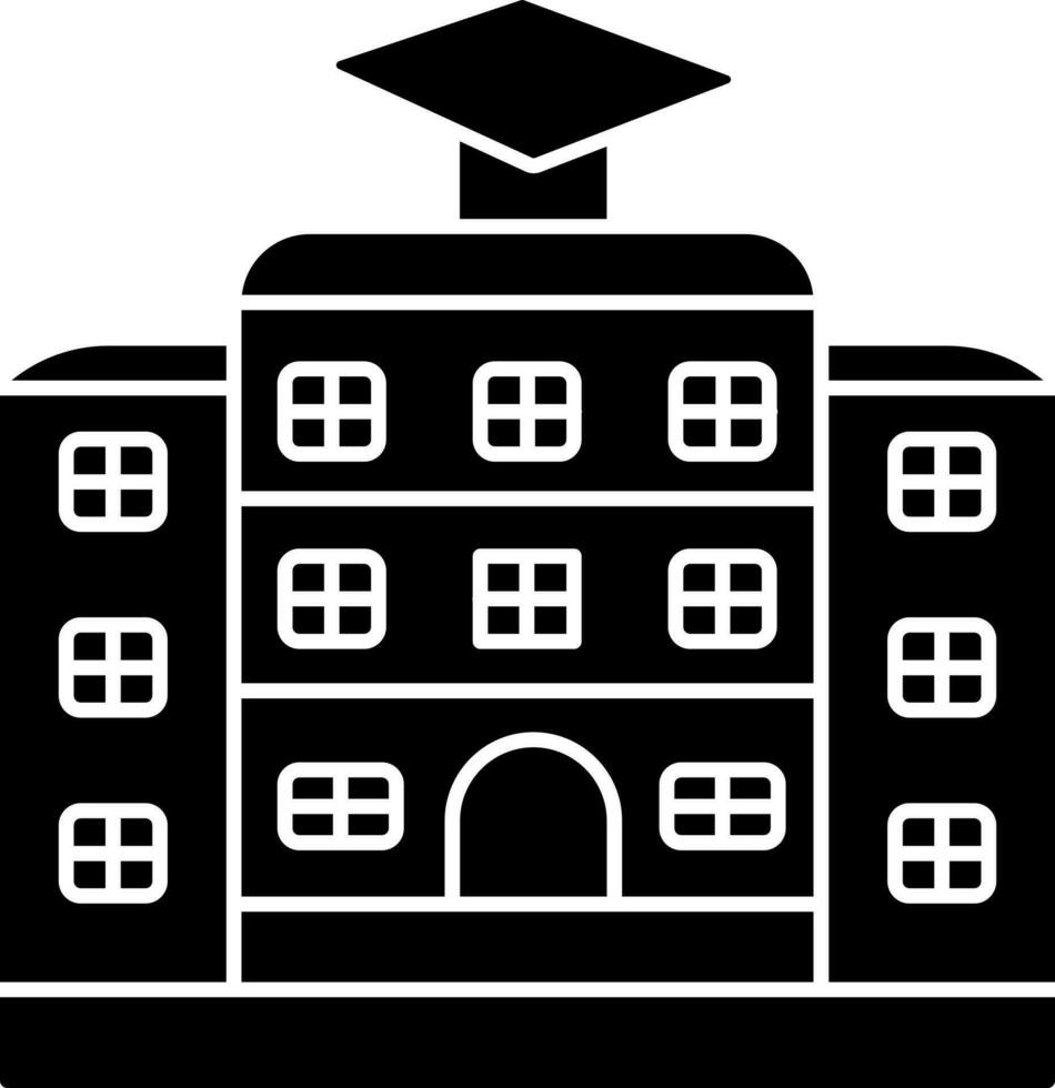 University Or College Building Icon In Black and White Color. vector