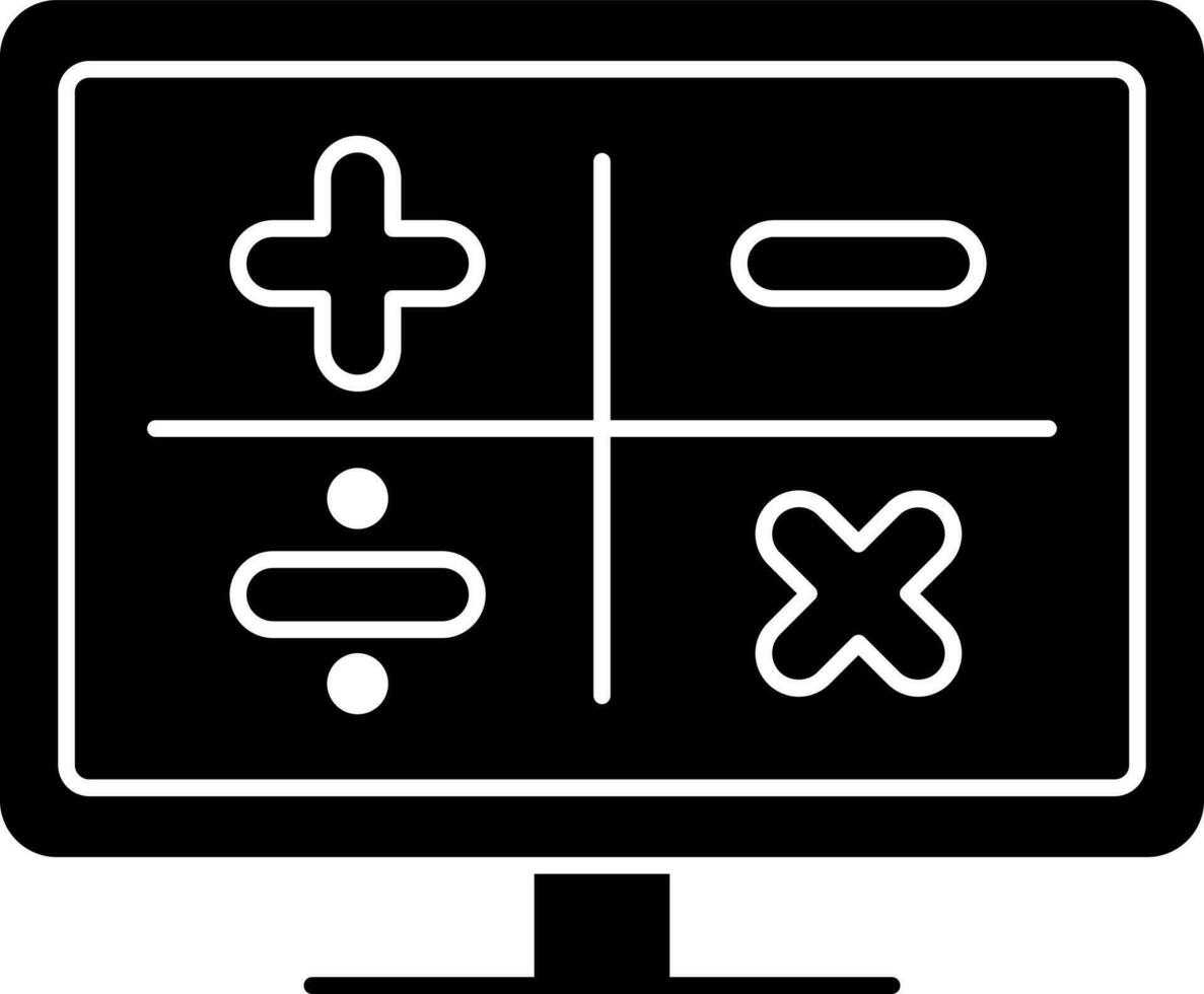 Glyph Style Calculator Sign In Desktop Icon. vector