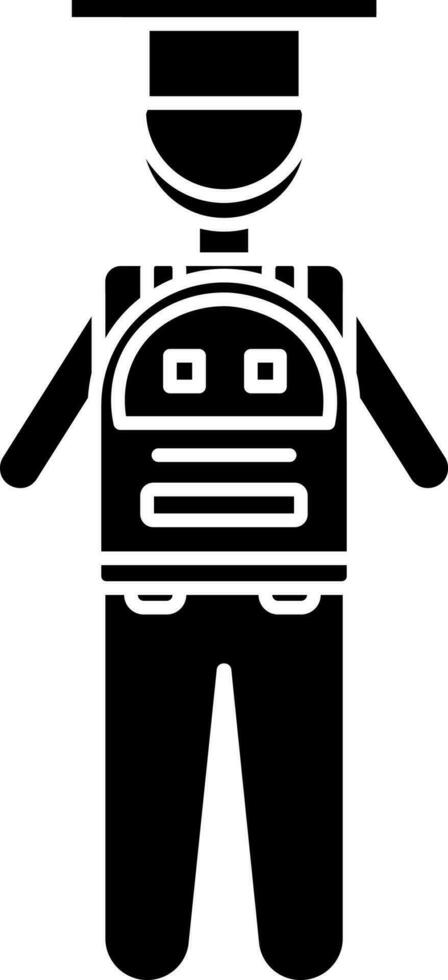 Graduate Student With Backpack Icon In Glyph Style. vector