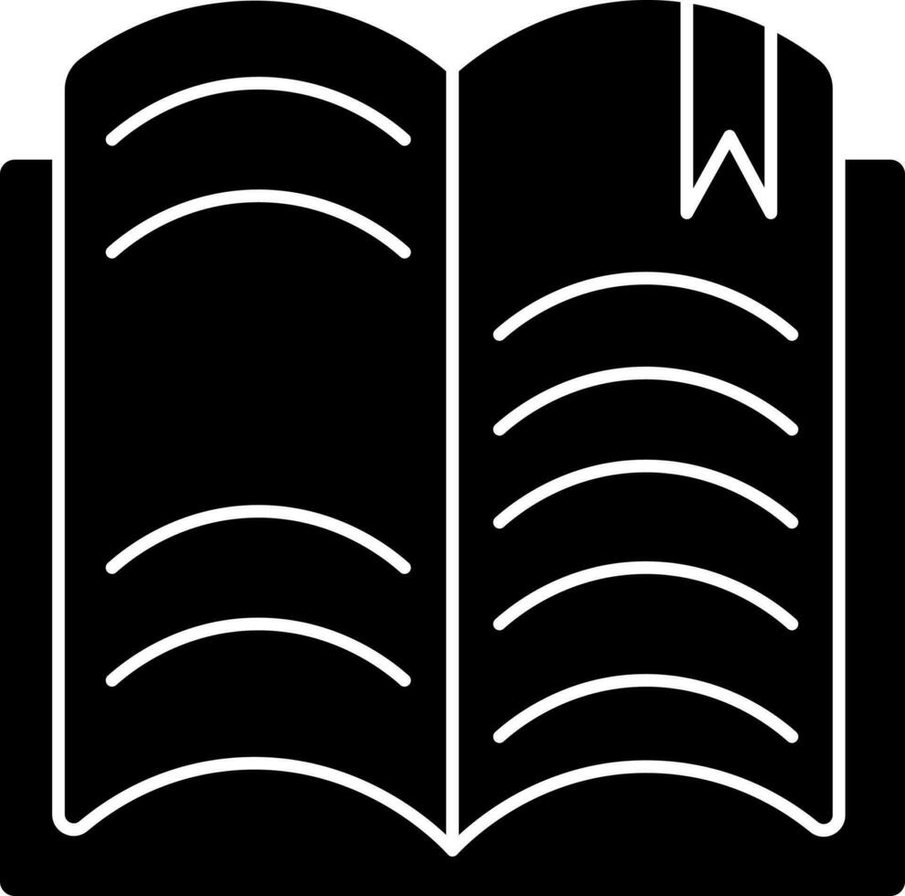 Open Book Icon In Black And White Color. vector