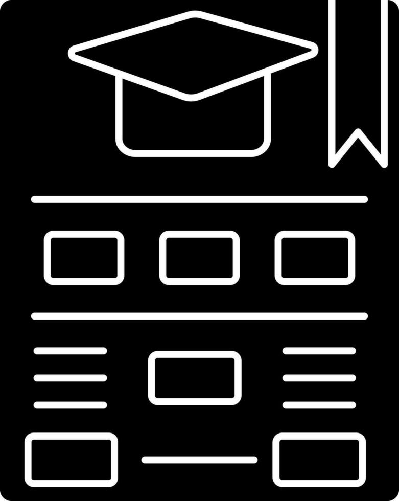 Graduation Certificate Icon In Black and White Color. vector