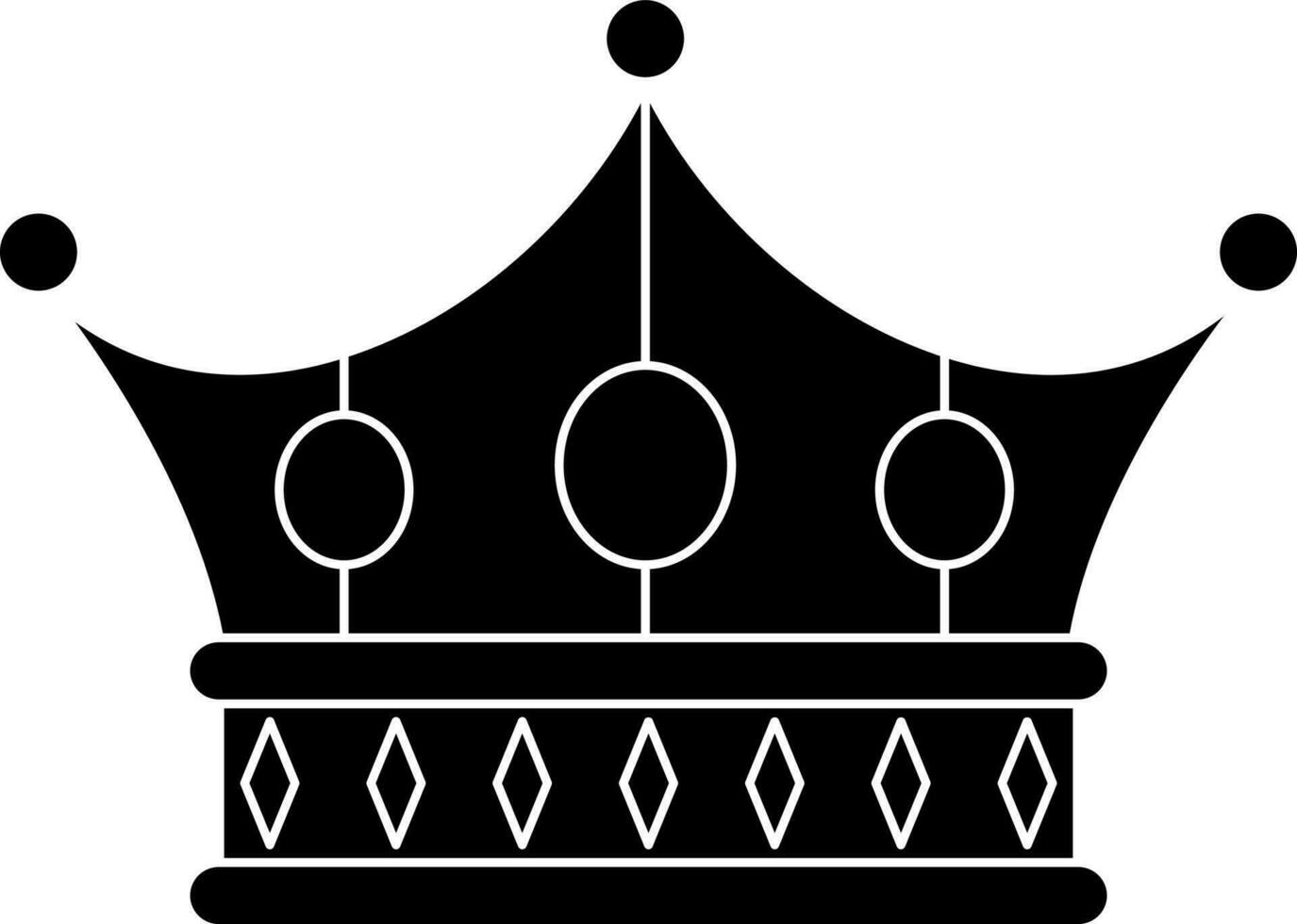 Black And White Crown Icon Or Symbol. vector