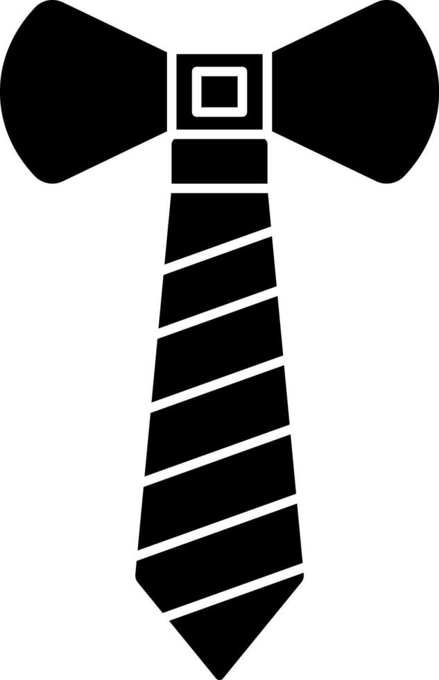 Necktie Icon In Black And White Color. vector