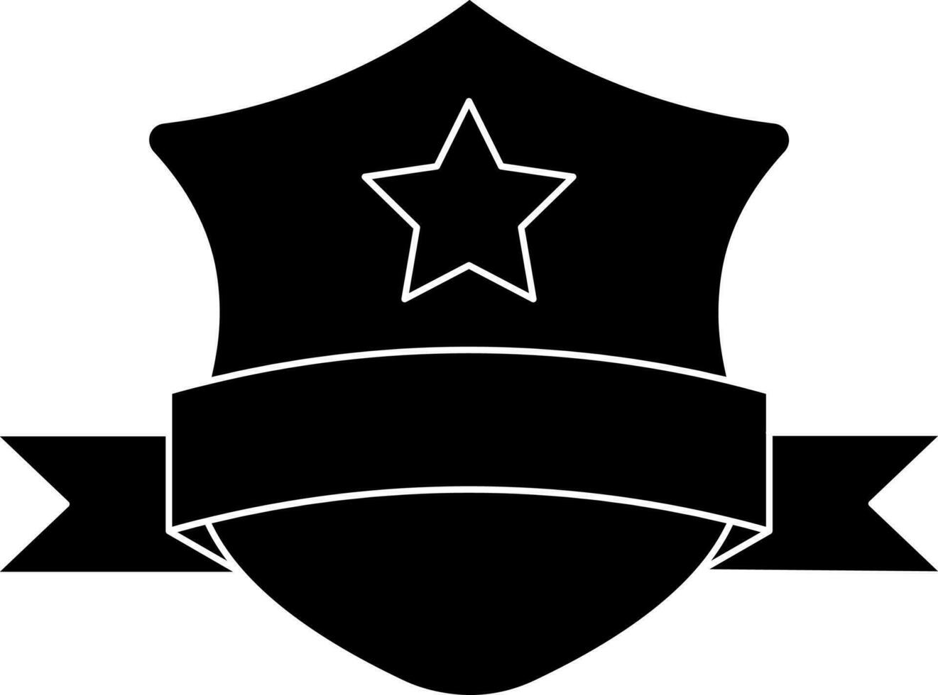 Award Shield Icon In Black And White Color. vector