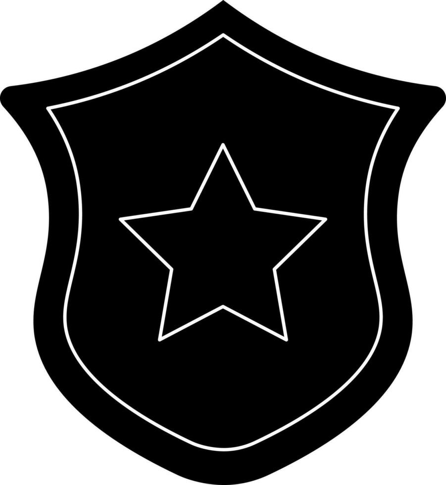 Star Shield Icon Or Symbol In Black and White Color. vector