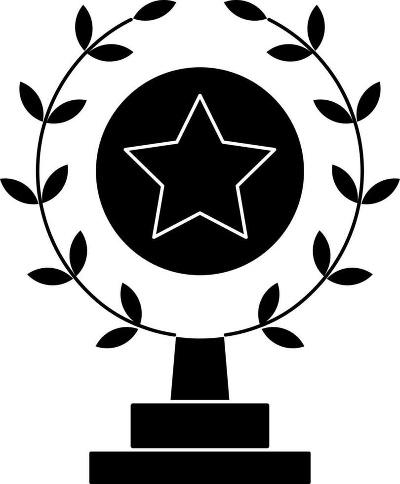 Wreath Trophy Icon Or Symbol In Black and White Color. vector