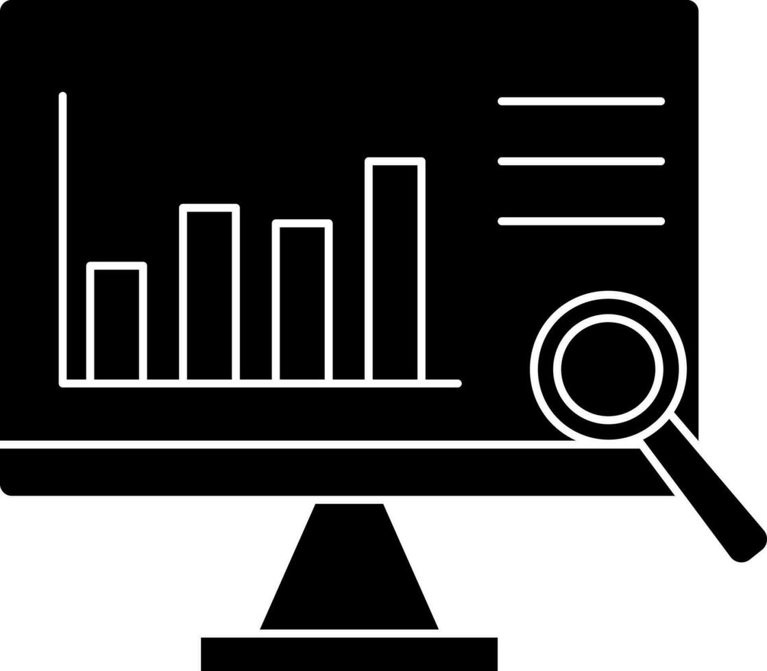 Glyph Style Searching Data Analysis In Computer Icon. vector