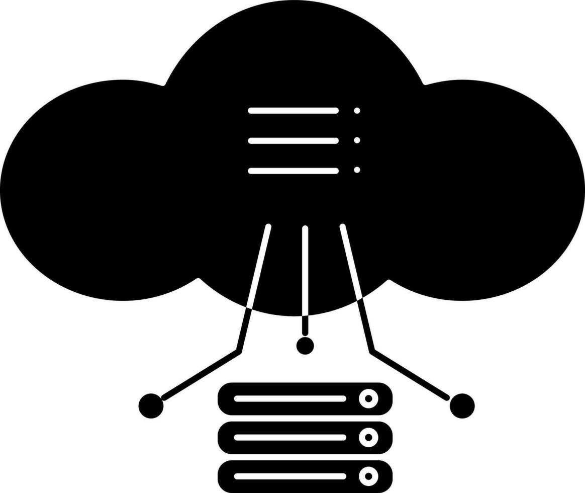Black And White Cloud Computing Server Icon Or Symbol. vector