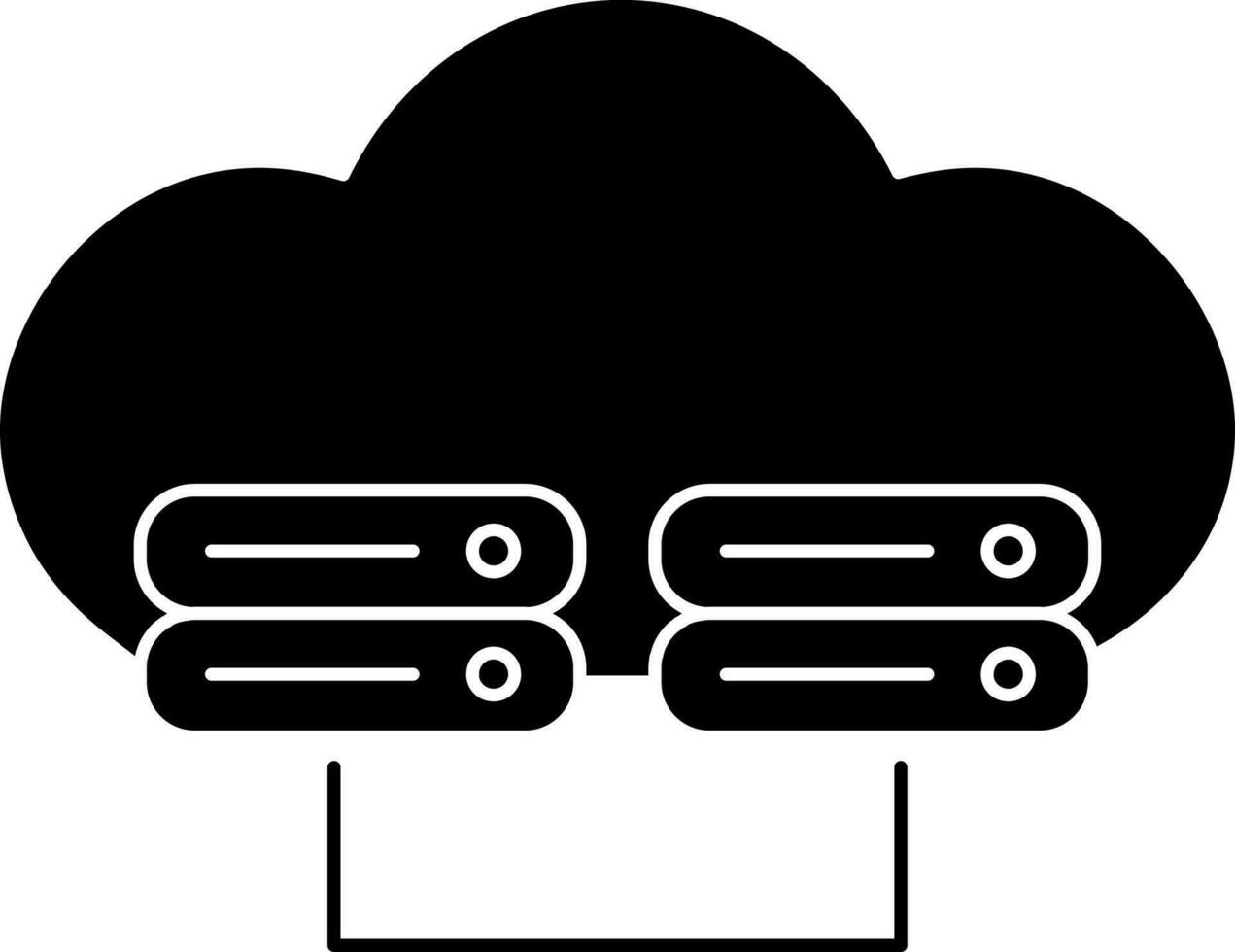 Black And White Cloud Server Icon Or Symbol. vector