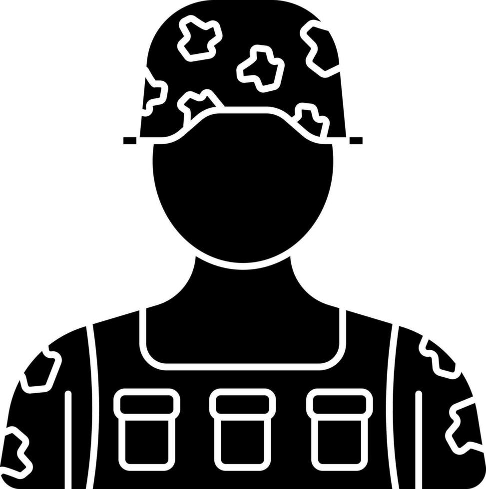 Soldier Icon In Black and White Color. vector