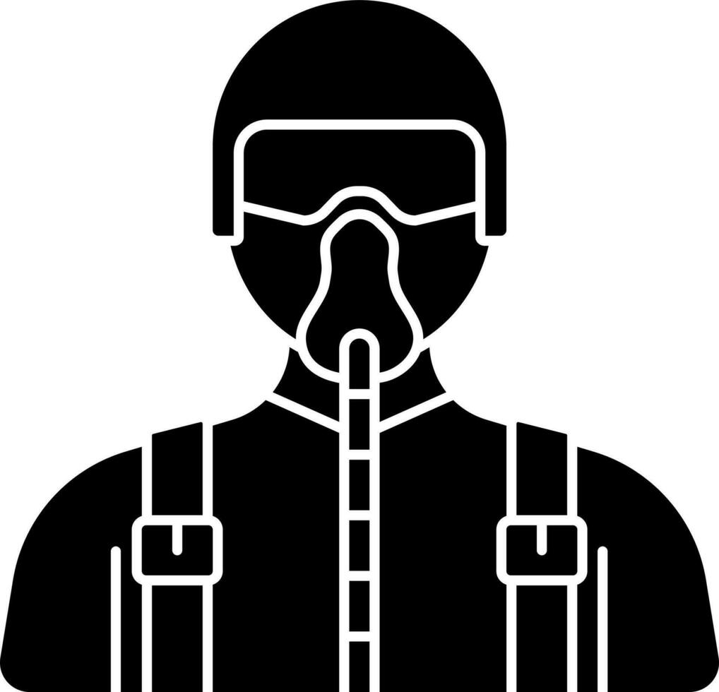 Fighter Pilot Icon In Black and White Color. vector