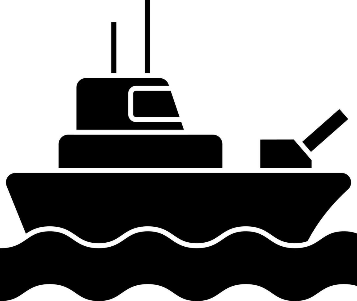 Warship Icon In Black and White Color. vector