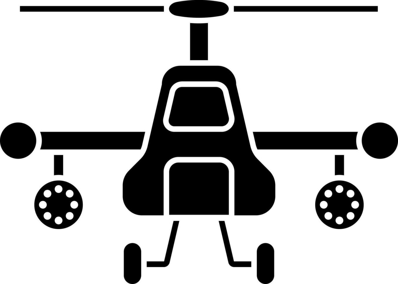 combate helicóptero icono en negro y blanco color. vector