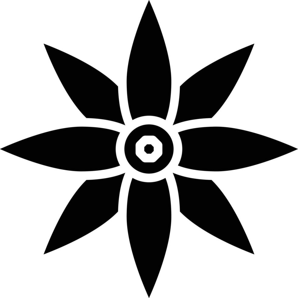 Black and White Illustration of Flower Icon in Flat Style. vector