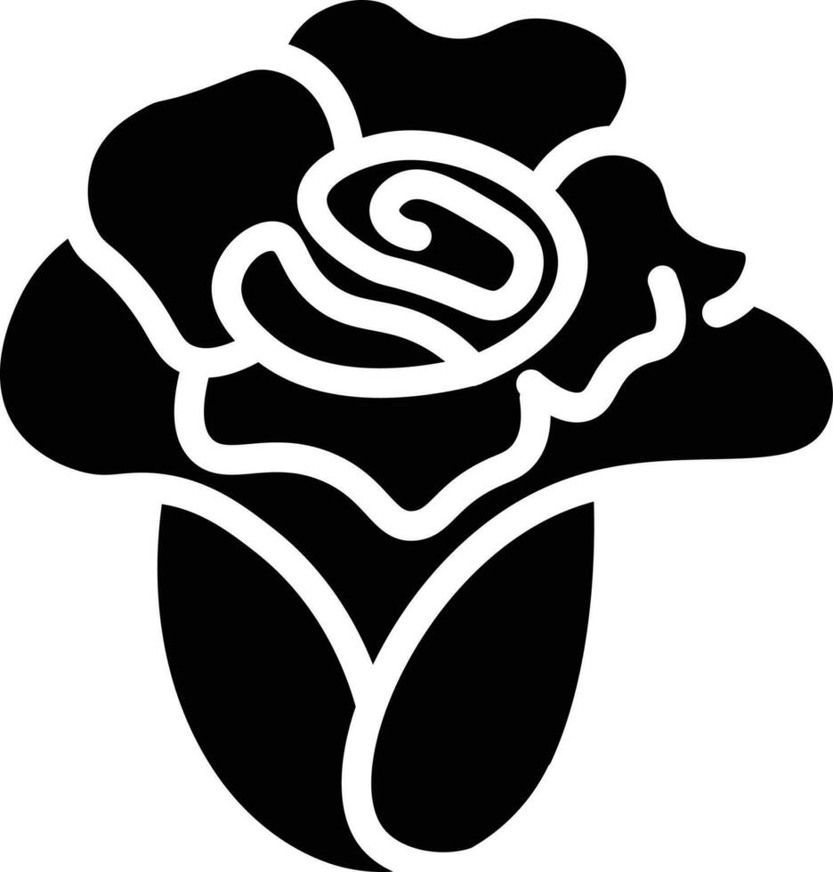 negro y blanco ilustración de Rosa flor icono en plano estilo. vector