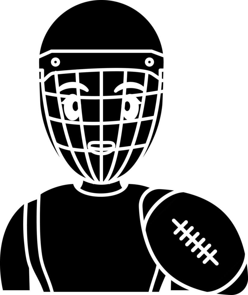 Woman Rugby Player Icon In Black and White Color. vector