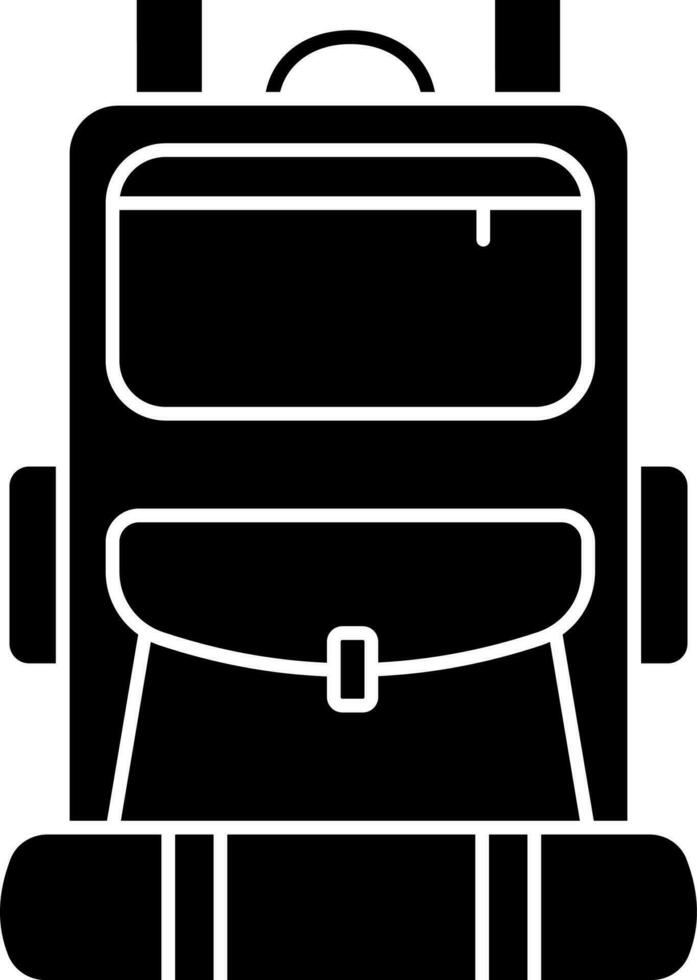 Backpack Icon Black and White Color. vector