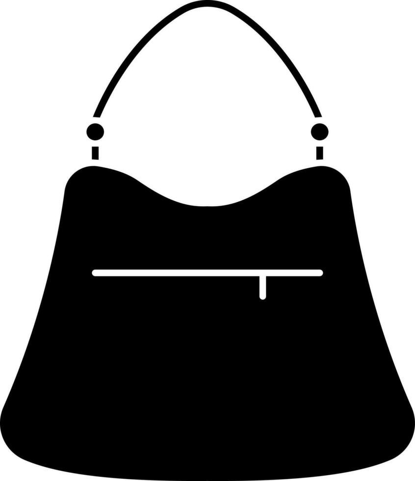 Female Handbag Icon In Black and White Color. vector