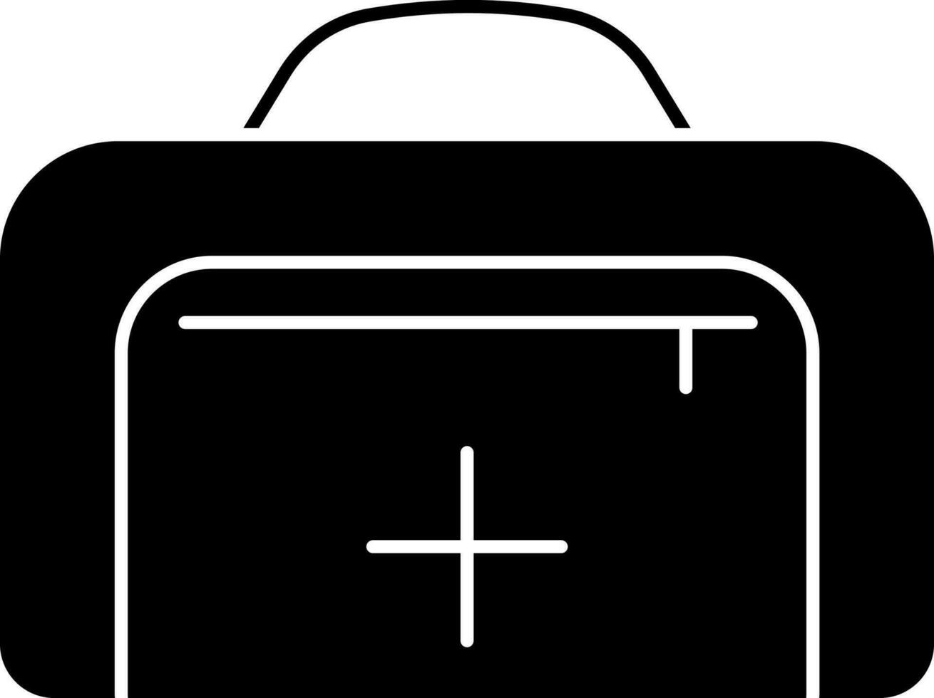 primero ayuda equipo o bolso icono en negro y blanco color. vector