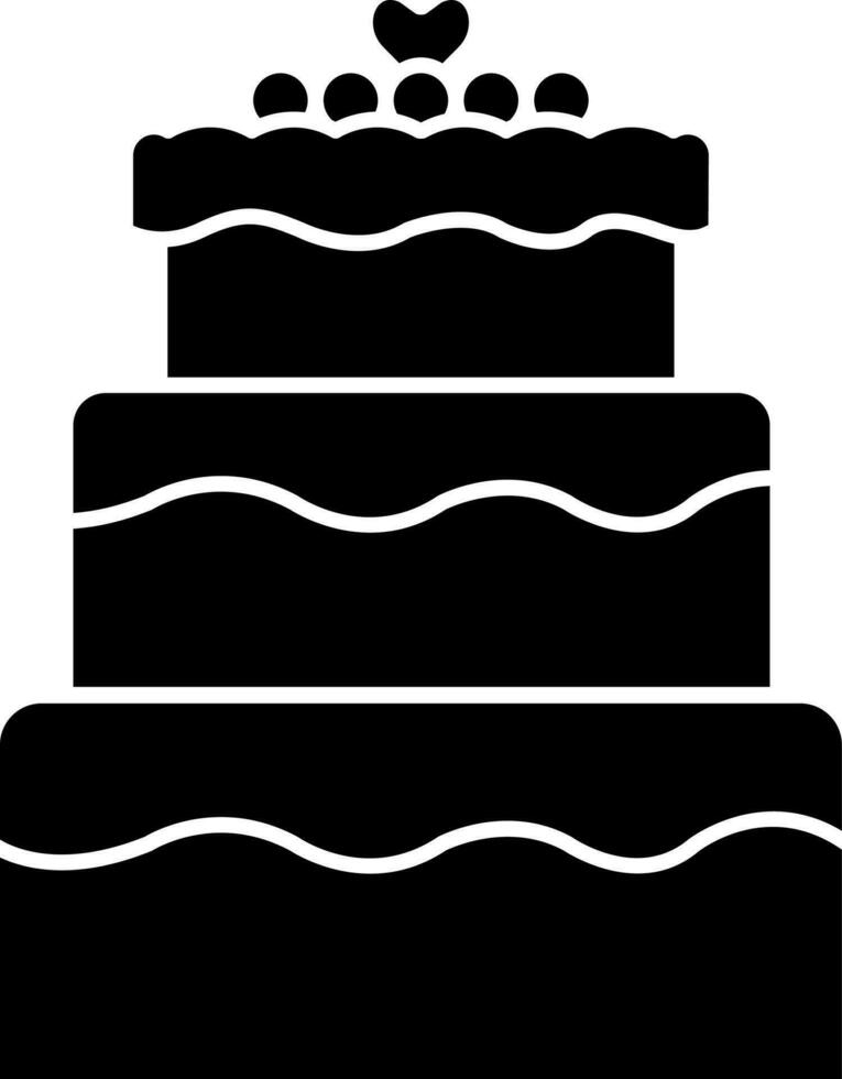 Flat Style Cake Icon In Black and White Color. vector