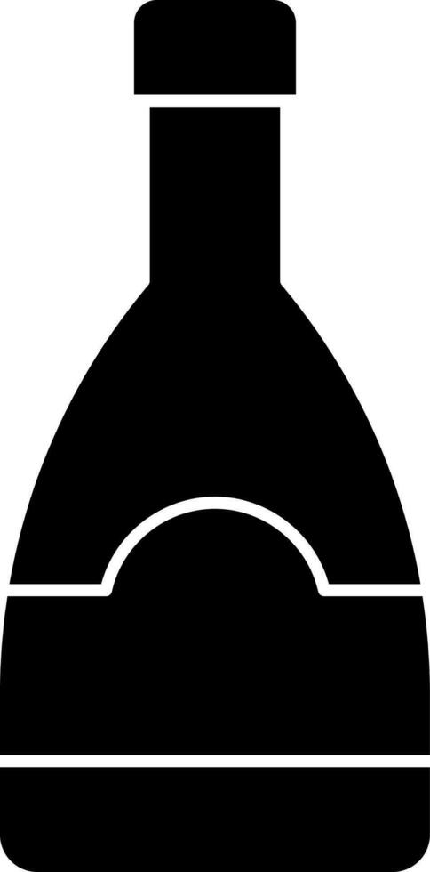Black and White Alcohol Bottle Icon in Flat Style. vector