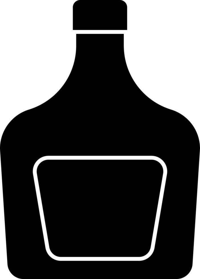 Black and White Whiskey Bottle Icon. vector